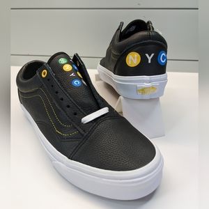 Vans Old Skool NYC 66 Subway Black Leather Fashion Casual Sneakers size Men's 10